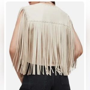 Allsaints Astral Tassel Vest in Beige Size 8